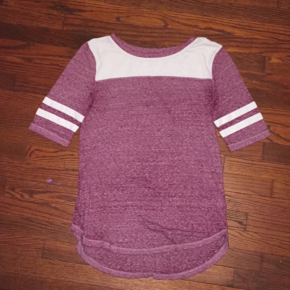 maroon & white baseball style tee